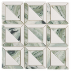 Natural Marble Orient Green & Carrara Mix Honed Mosaic