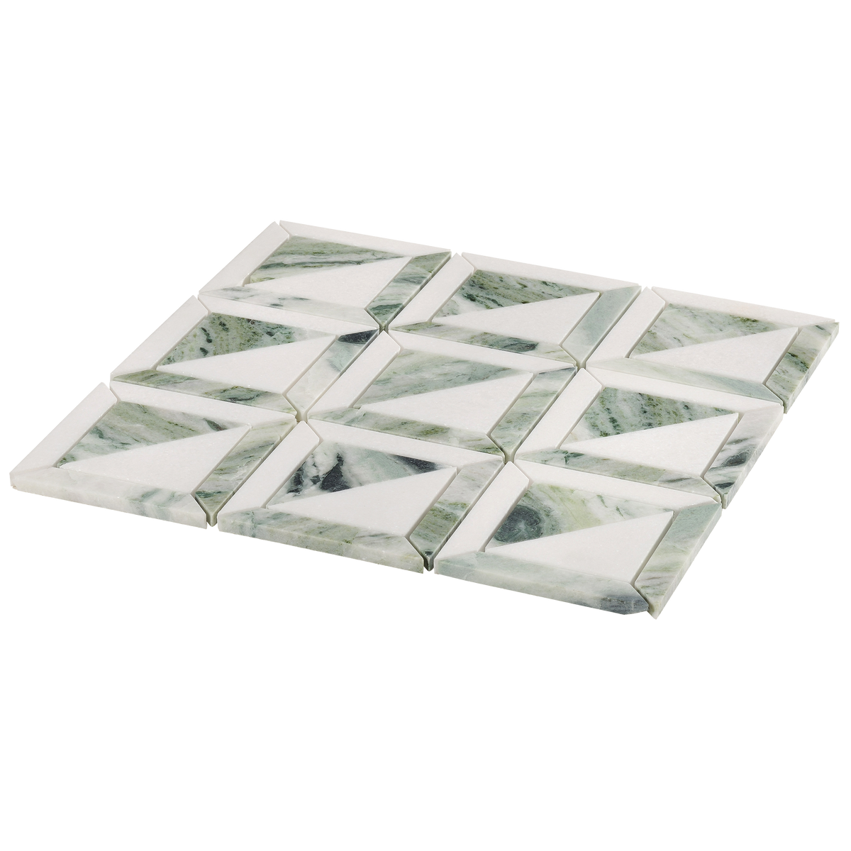 Natural Marble Orient Green & Carrara Mix Honed Mosaic