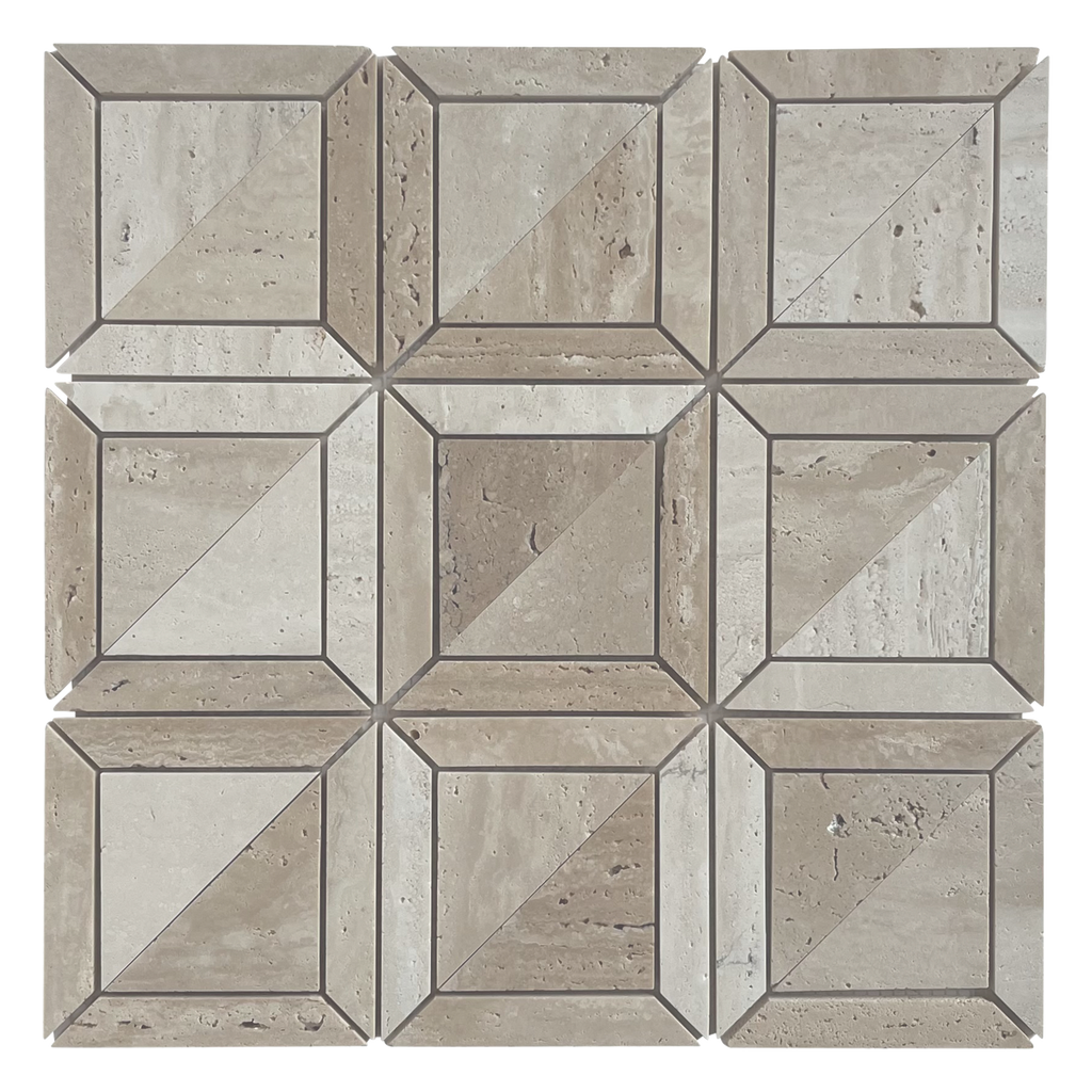 Natural Travertine Beige Honed Mosaic