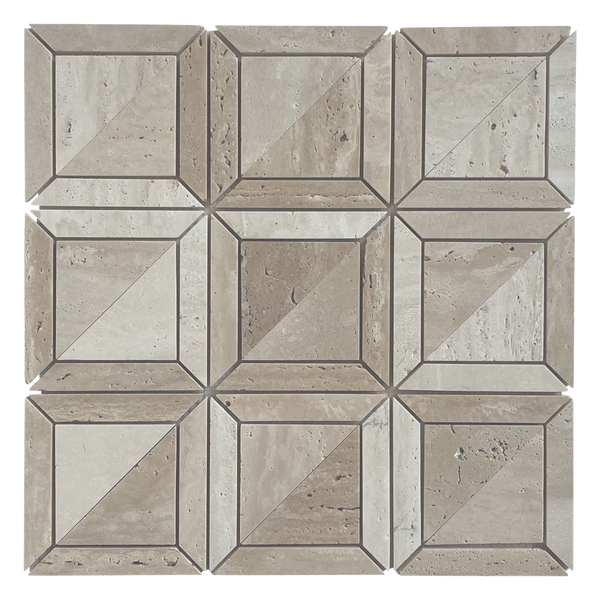 Natural Travertine Beige Honed Mosaic