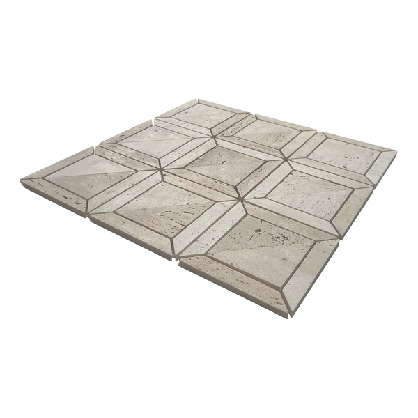 Natural Travertine Beige Honed Mosaic