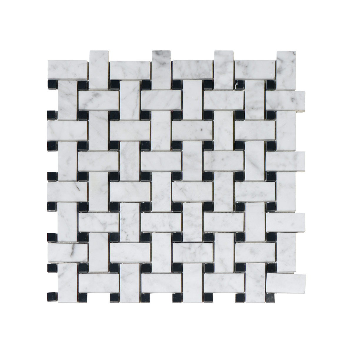 Natural Marble Basketweave Bianco & Nero Mix Honed Mosaic