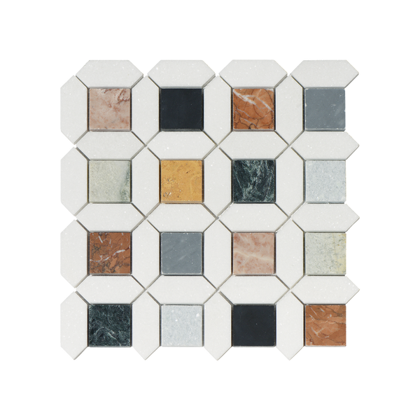 Natural Marble Bold Multicolour Mix Honed Mosaic