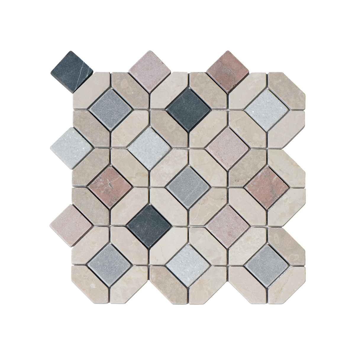 Natural Marble Multicolour Mix Honed Mosaic