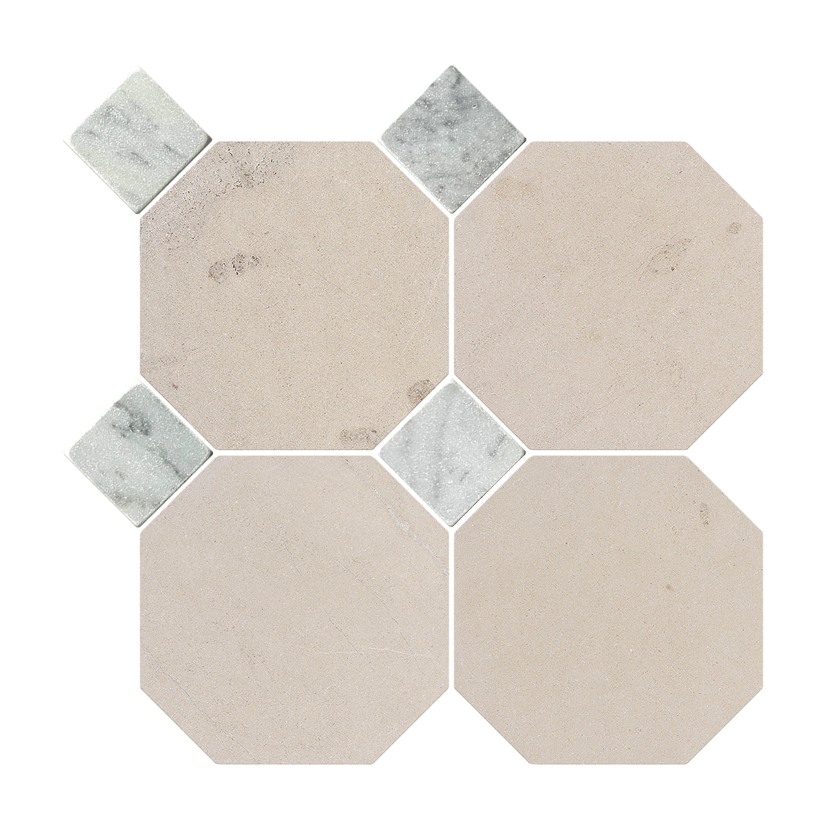 Natural Limestone Octagon Beige-Oct Honed with Bianco Dot (Pack of 20)