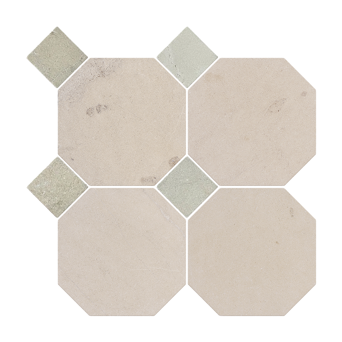 Natural Limestone Octagon Beige-Oct Honed with Marfil Dot (Pack of 20)