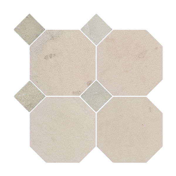 Natural Limestone Octagon Beige-Oct Honed with Marfil Dot (Pack of 20)