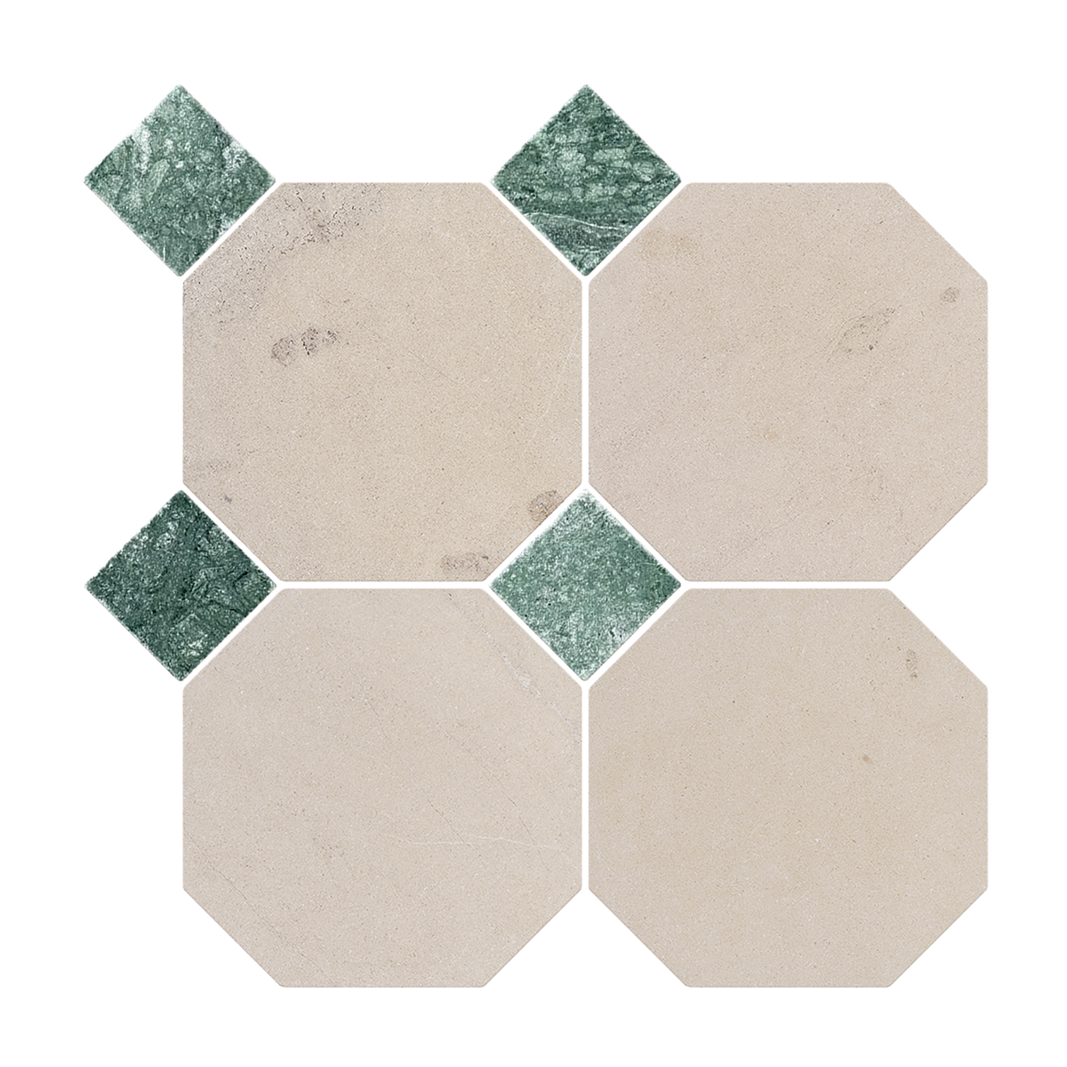 Natural Limestone Octagon Beige-Oct Honed with Green Dot (Pack of 20)