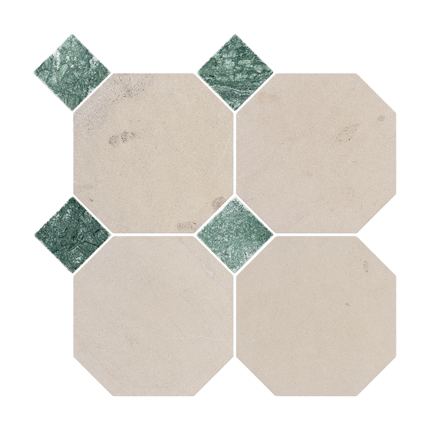 Natural Limestone Octagon Beige-Oct Honed with Green Dot (Pack of 20)