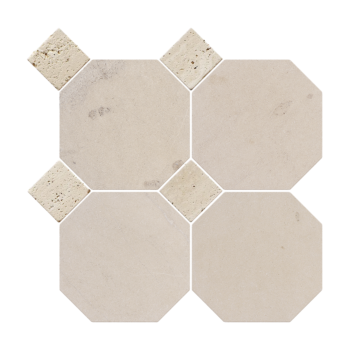 Natural Limestone Octagon Beige-Oct Honed with Travertine Dot (Pack of 20)