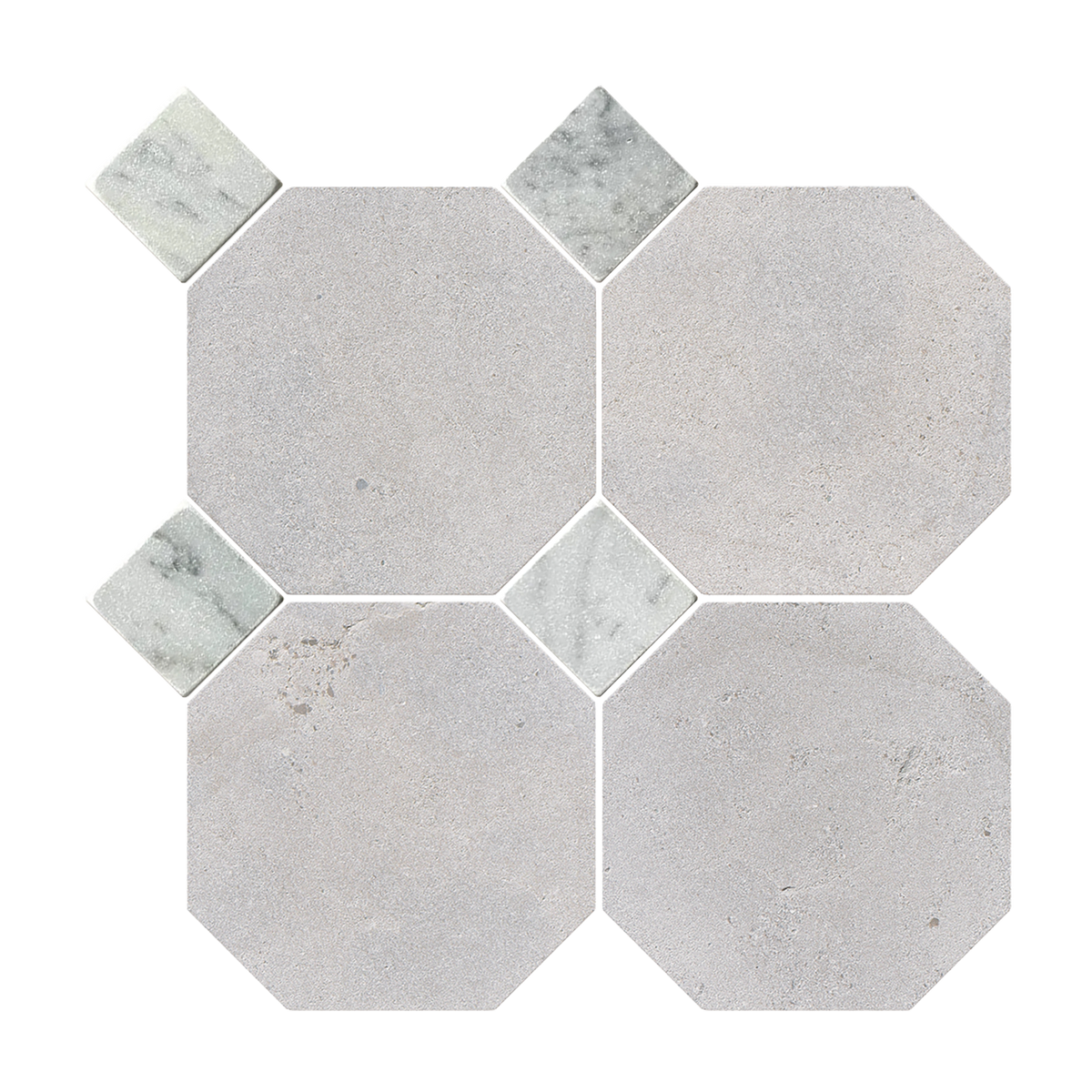 Natural Limestone Octagon Grey Honed with Bianco Dot (Pack of 20)