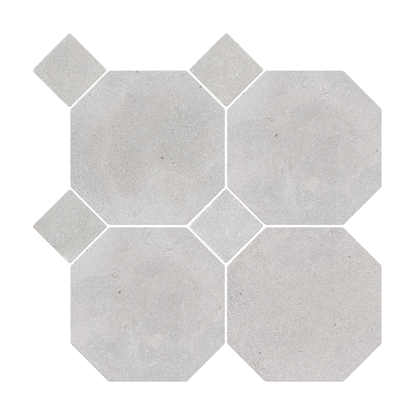 Natural Limestone Octagon Grey Honed with Grey Dot (Pack of 20)