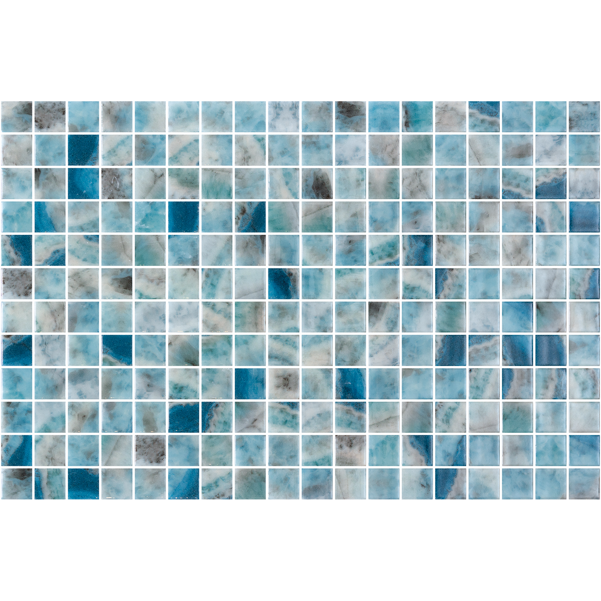 Vanguard Kara Blue Gloss Glass Structured Mosaic