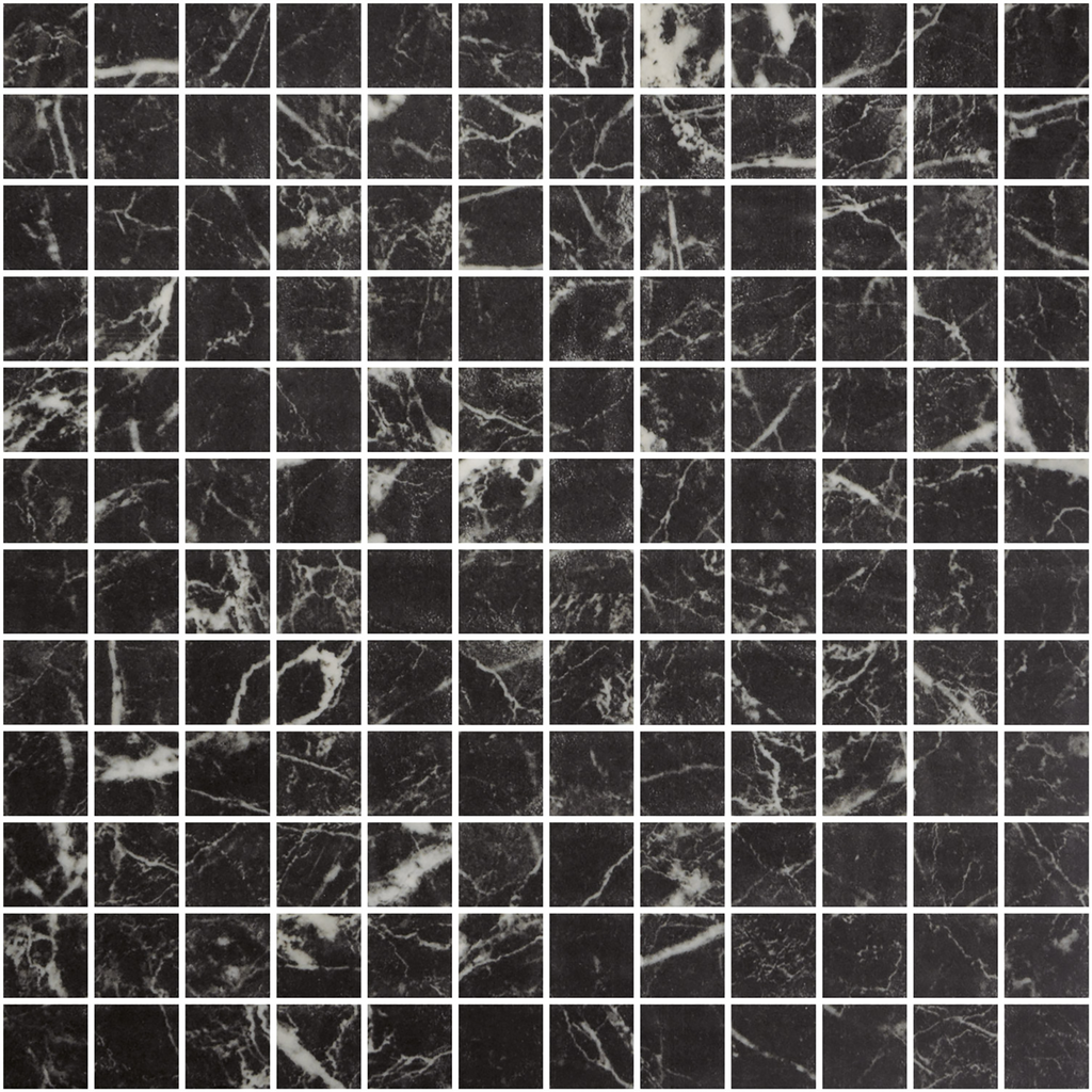 EcoStone Nero Marquina Glass Structured Mosaic