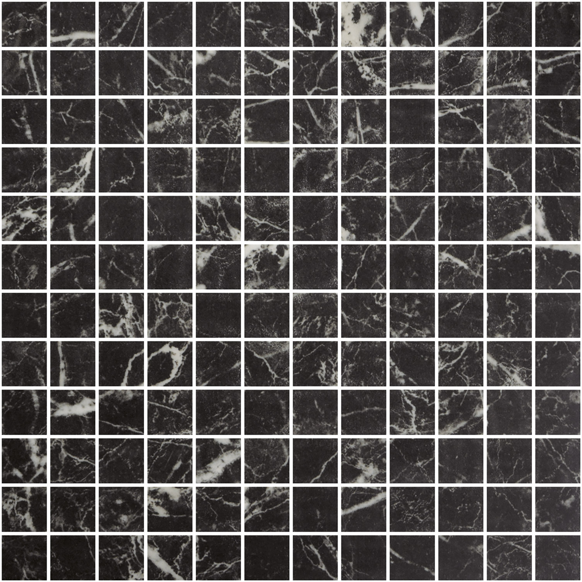EcoStone Nero Marquina Glass Structured Mosaic