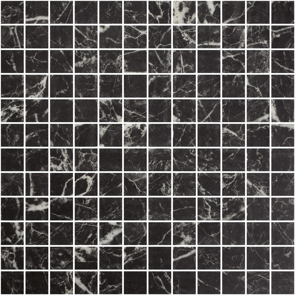 EcoStone Nero Marquina Glass Structured Mosaic