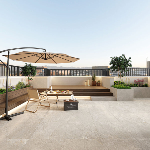 Greige Microtec Structured Extra Textured Tile - lifestyle view