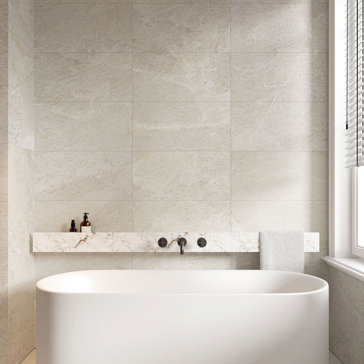 Beige Microtec Structured Extra Textured Tile - lifestyle view