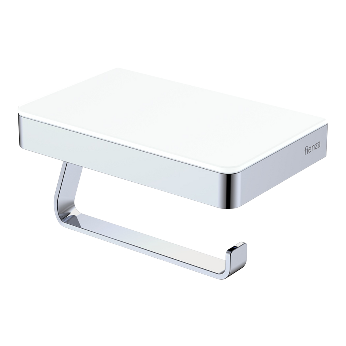 Toilet Roll Holder with Glass Shelf Chrome/White