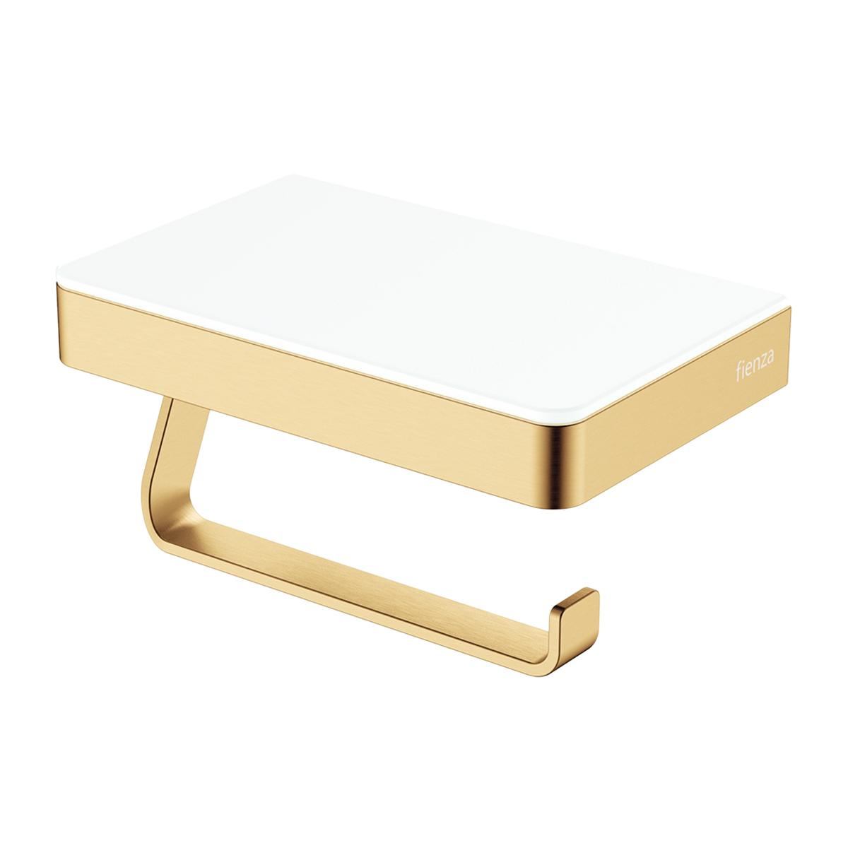 Toilet Roll Holder with Glass Shelf Urban Brass/White