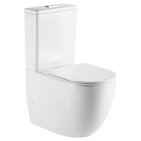 Back to Wall Rimless Tornado Toilet Suite P Trap Slim Seat Gloss White