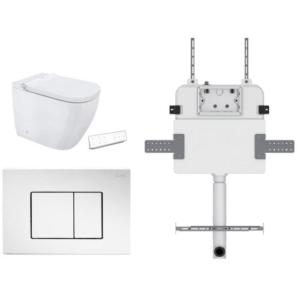 Soft Square Smart In Wall Toilet Suite ABS Square Button Chrome