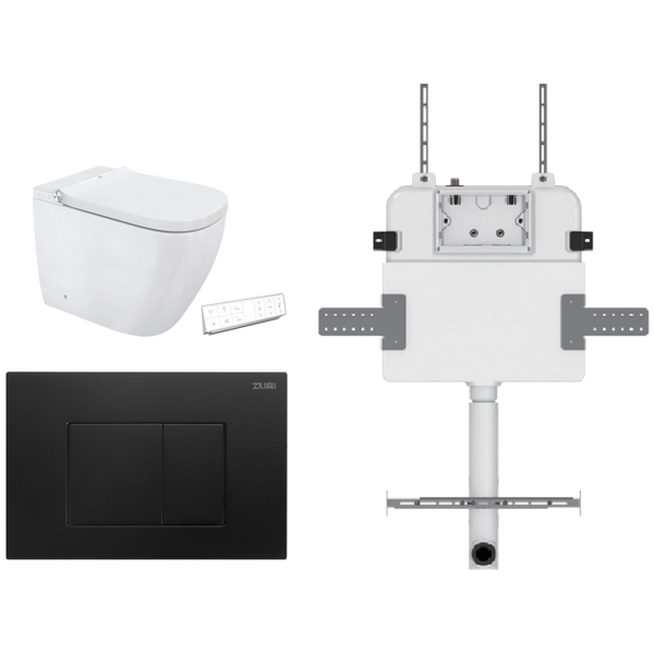 Soft Square Smart In Wall Toilet Suite ABS Square Button Matte Black