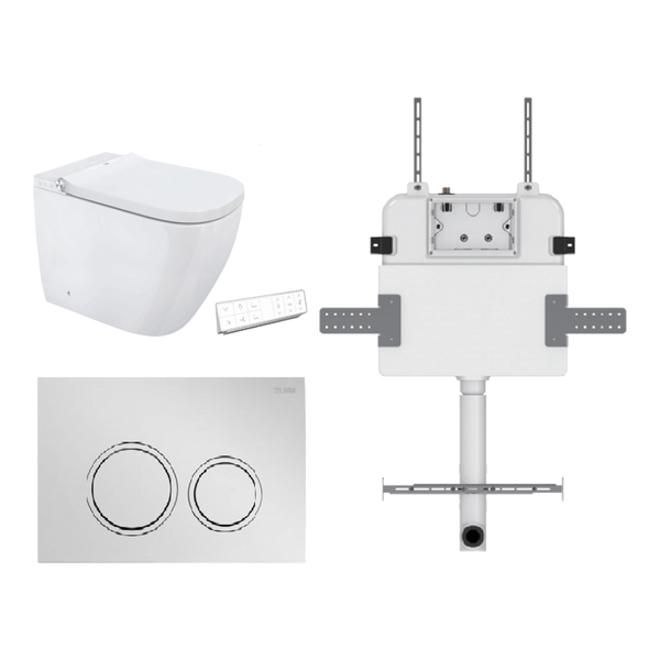 Soft Square Smart In Wall Toilet Suite ABS Round Button Chrome