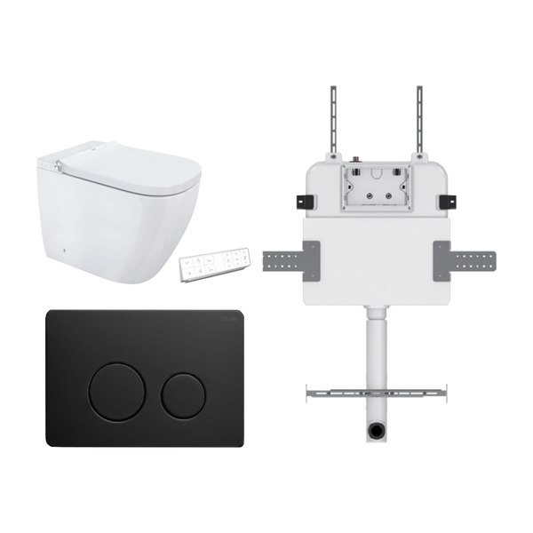 Soft Square Smart In Wall Toilet Suite ABS Round Button Matte Black