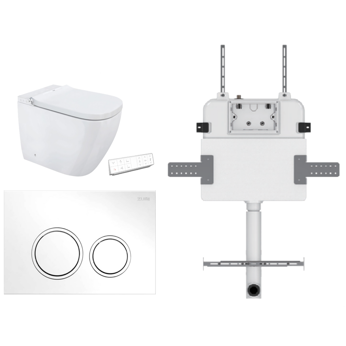 Soft Square Smart In Wall Toilet Suite ABS Round Button Matte White