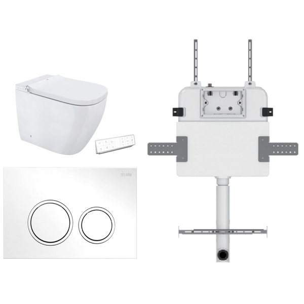 Soft Square Smart In Wall Toilet Suite ABS Round Button Matte White