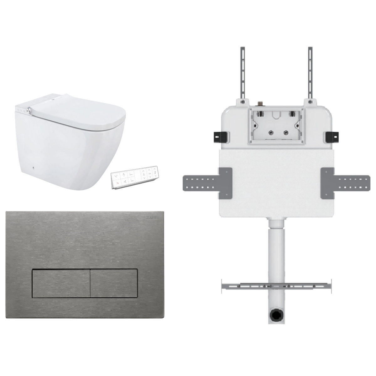 Soft Square Smart In Wall Toilet Suite Stainless Square Button Brushed Nickel