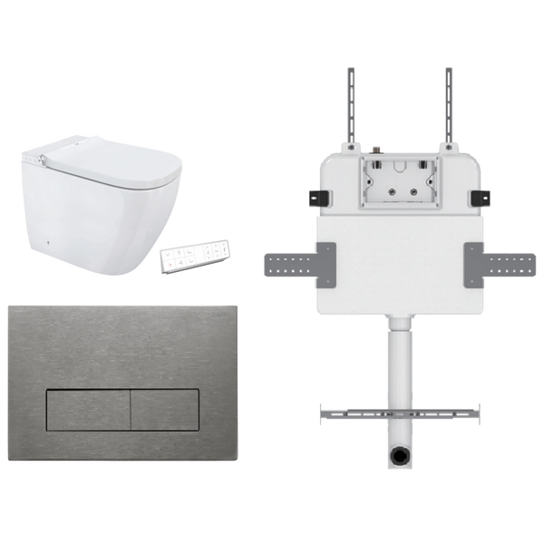 Soft Square Smart In Wall Toilet Suite Stainless Square Button Brushed Nickel
