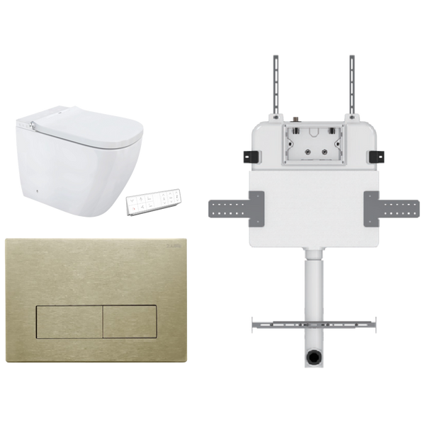 Soft Square Smart In Wall Toilet Suite Stainless Square Button Brushed Gold