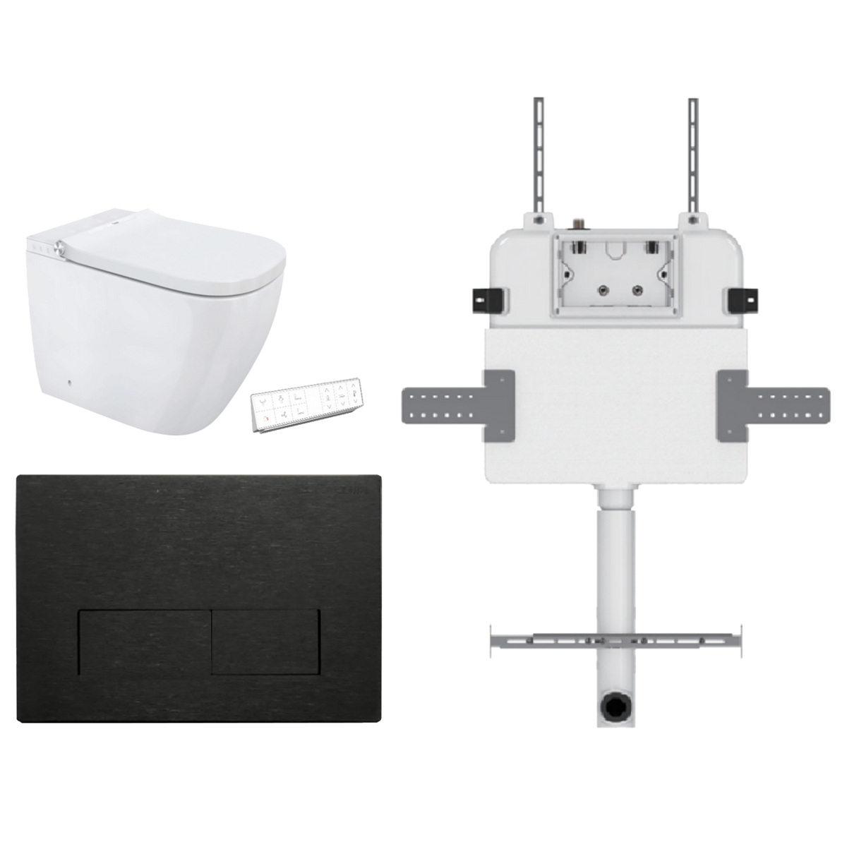 Soft Square Smart In Wall Toilet Suite Stainless Square Button Brushed Gun Metal