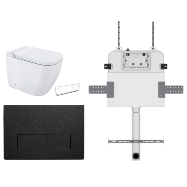 Soft Square Smart In Wall Toilet Suite Stainless Square Button Brushed Gun Metal