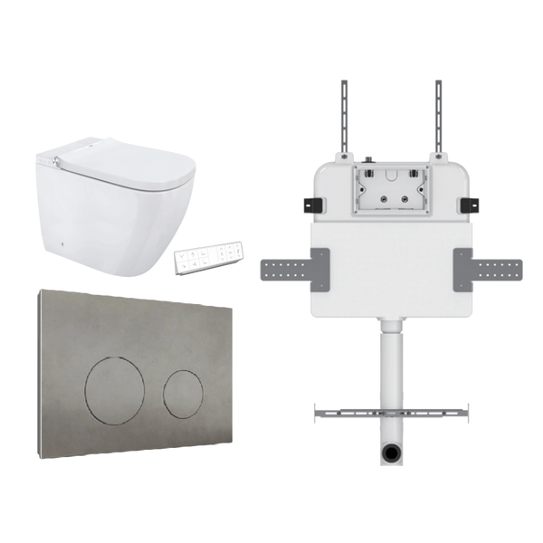 Soft Square Smart In Wall Toilet Suite Porcelain Button Marble Grey