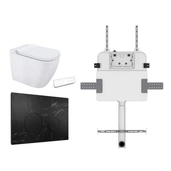 Soft Square Smart In Wall Toilet Suite Porcelain Button Marble Black
