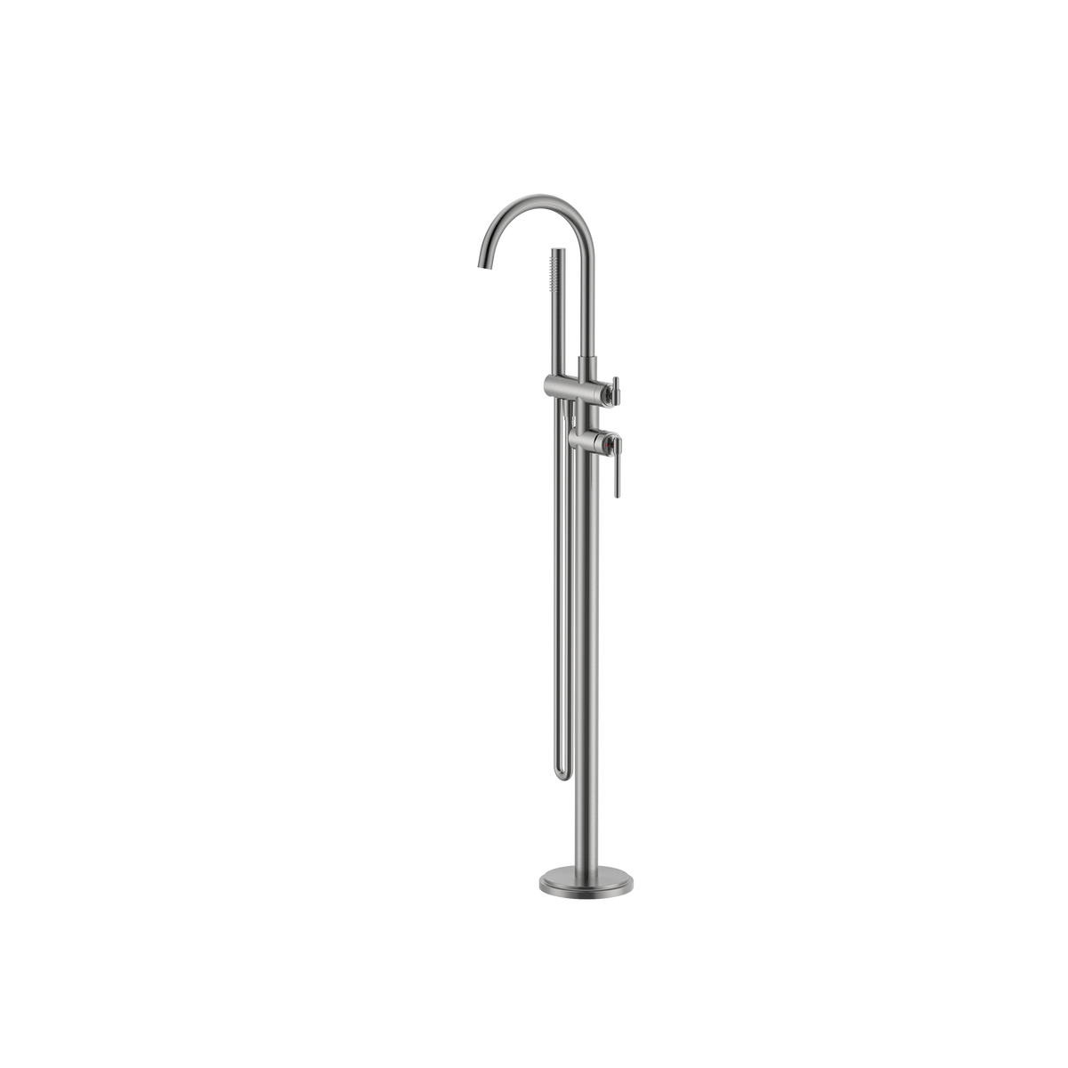 Floor Bath Mixer With Shower Brushed Nickel