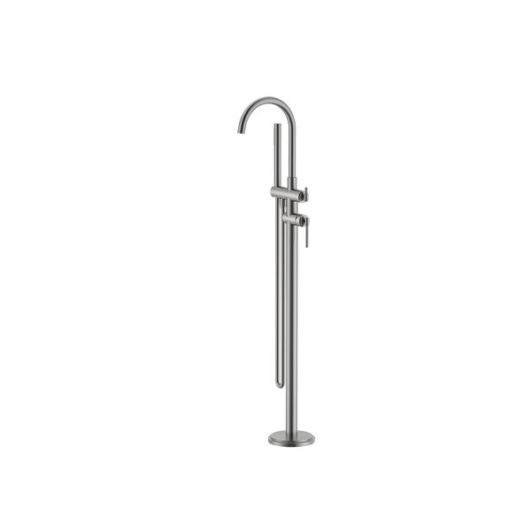 Floor Bath Mixer With Shower Brushed Nickel