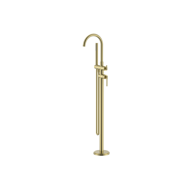 Floor Bath Mixer With Shower Brushed Gold