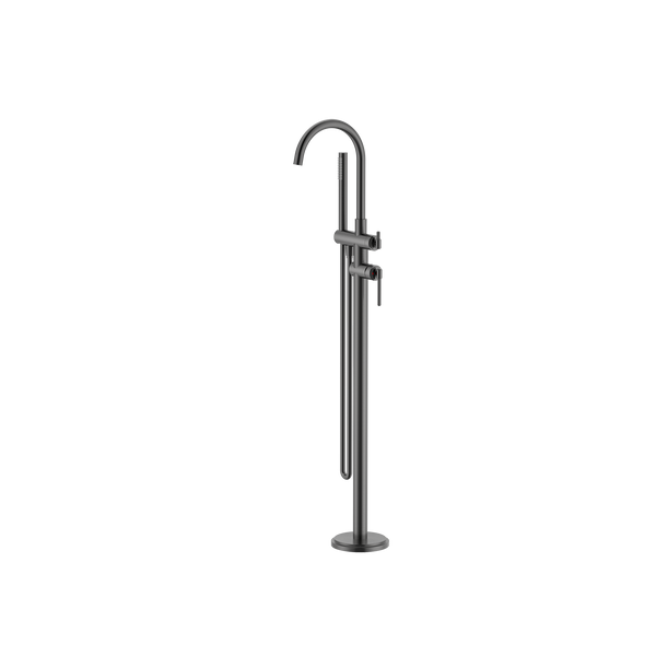 Floor Bath Mixer With Shower Brushed Gun Metal