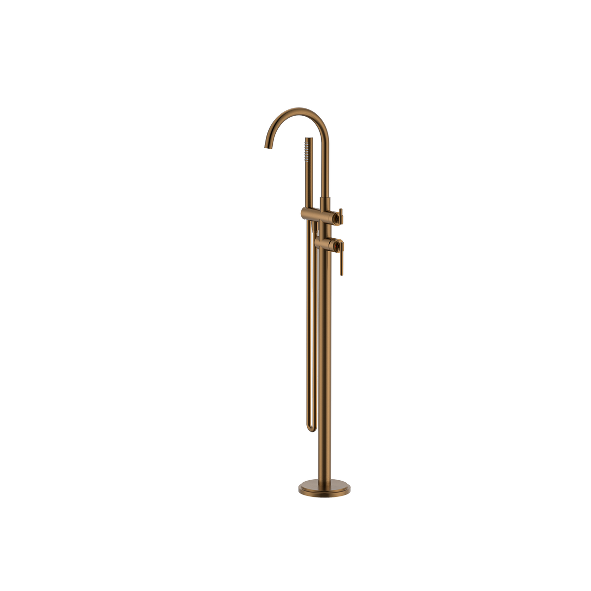 Floor Bath Mixer With Shower Brushed Copper