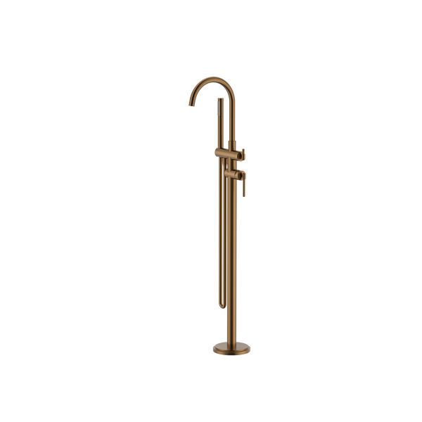 Floor Bath Mixer With Shower Brushed Copper
