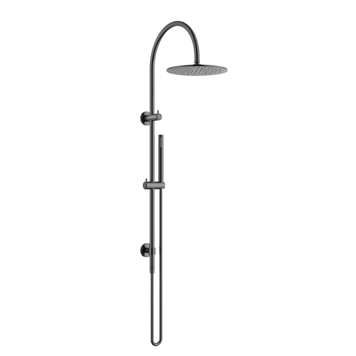 Gooesneck Twin Shower Brushed Gun Metal