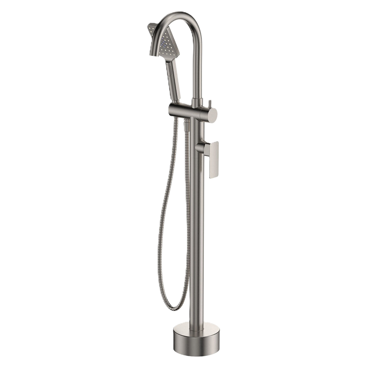 Floor Mounted Bath Mixer with Hand Shower Brushed Nickel