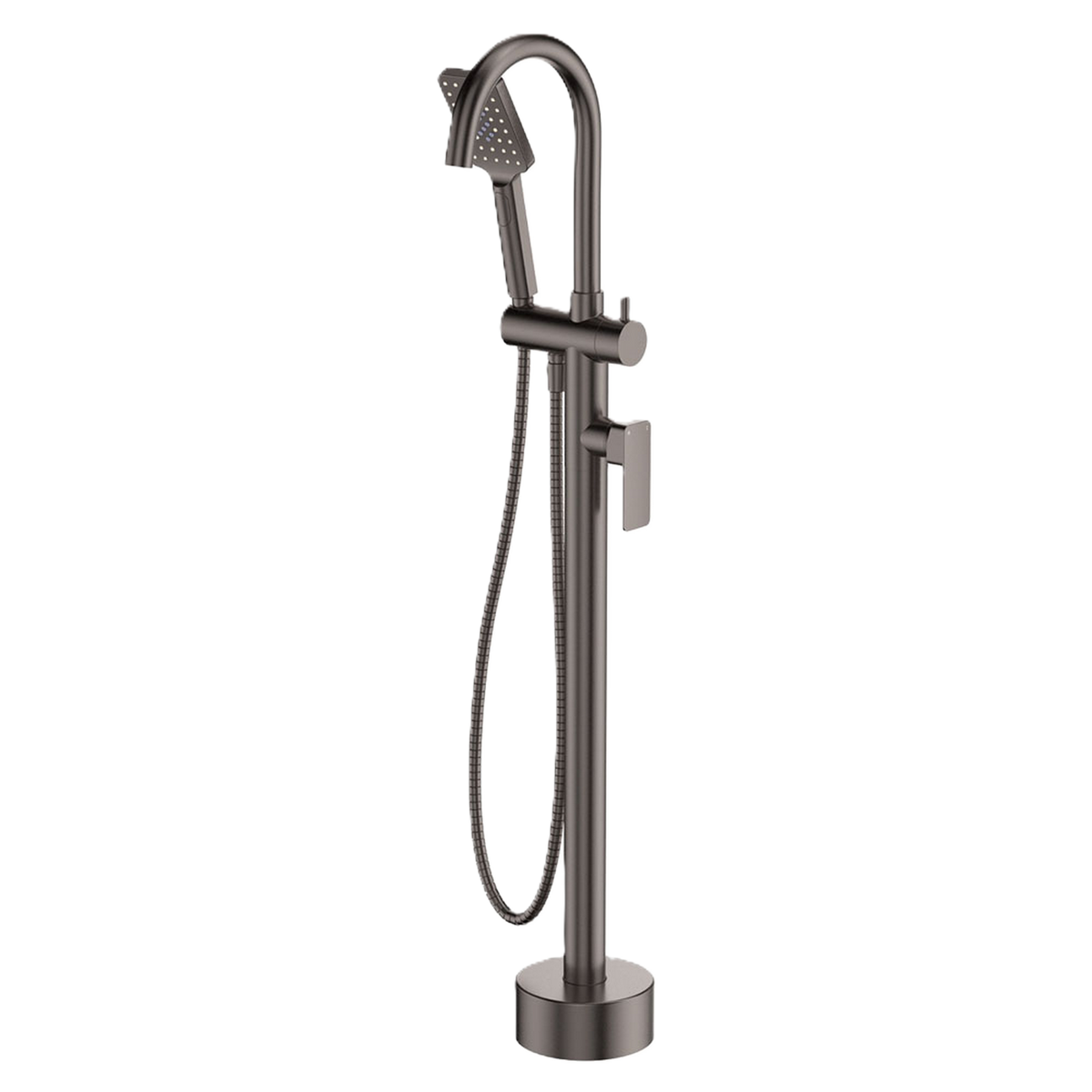 Floor Mounted Bath Mixer with Hand Shower Gun Metal