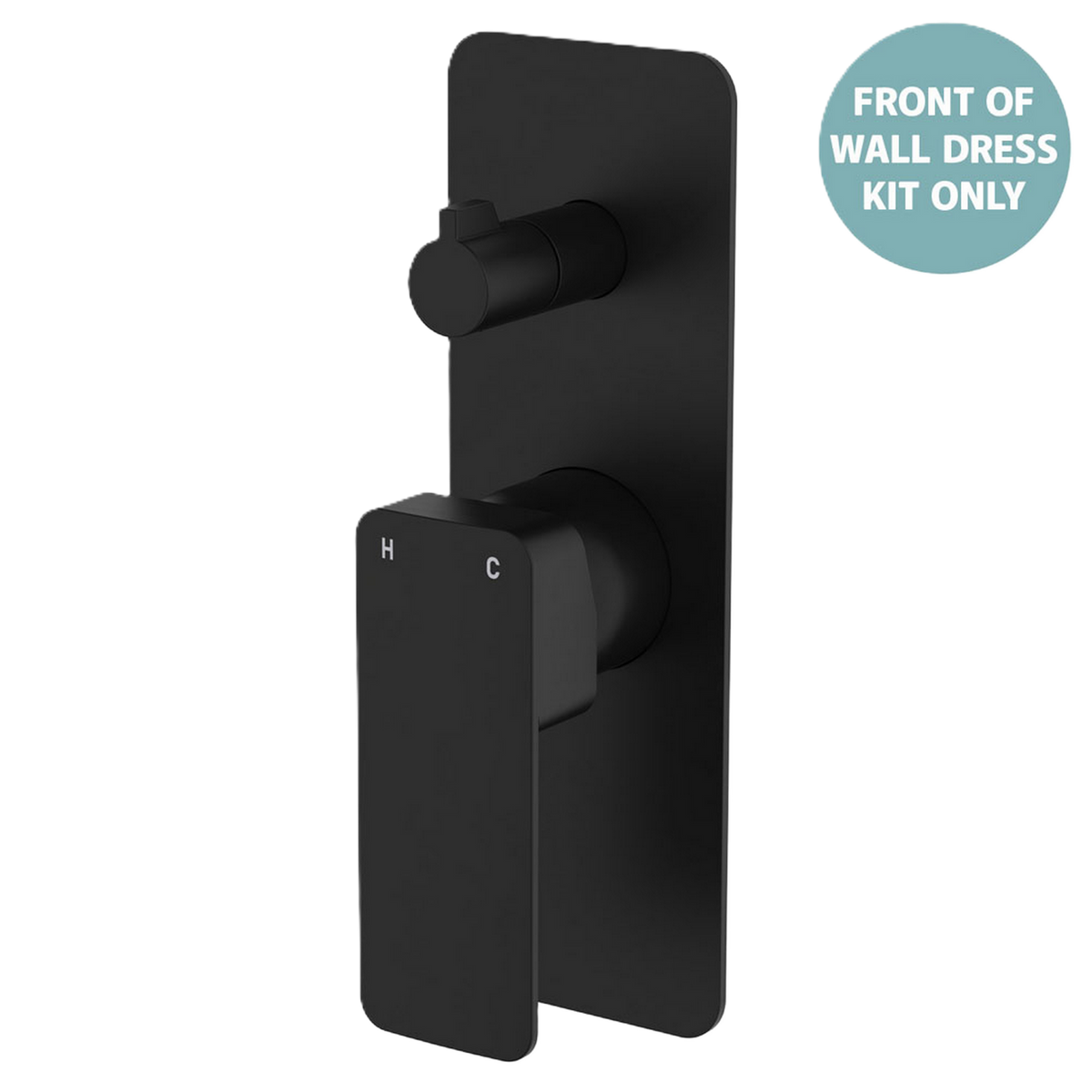Wall Diverter Mixer Large Rectangular Plate Trim Kit Matte Black