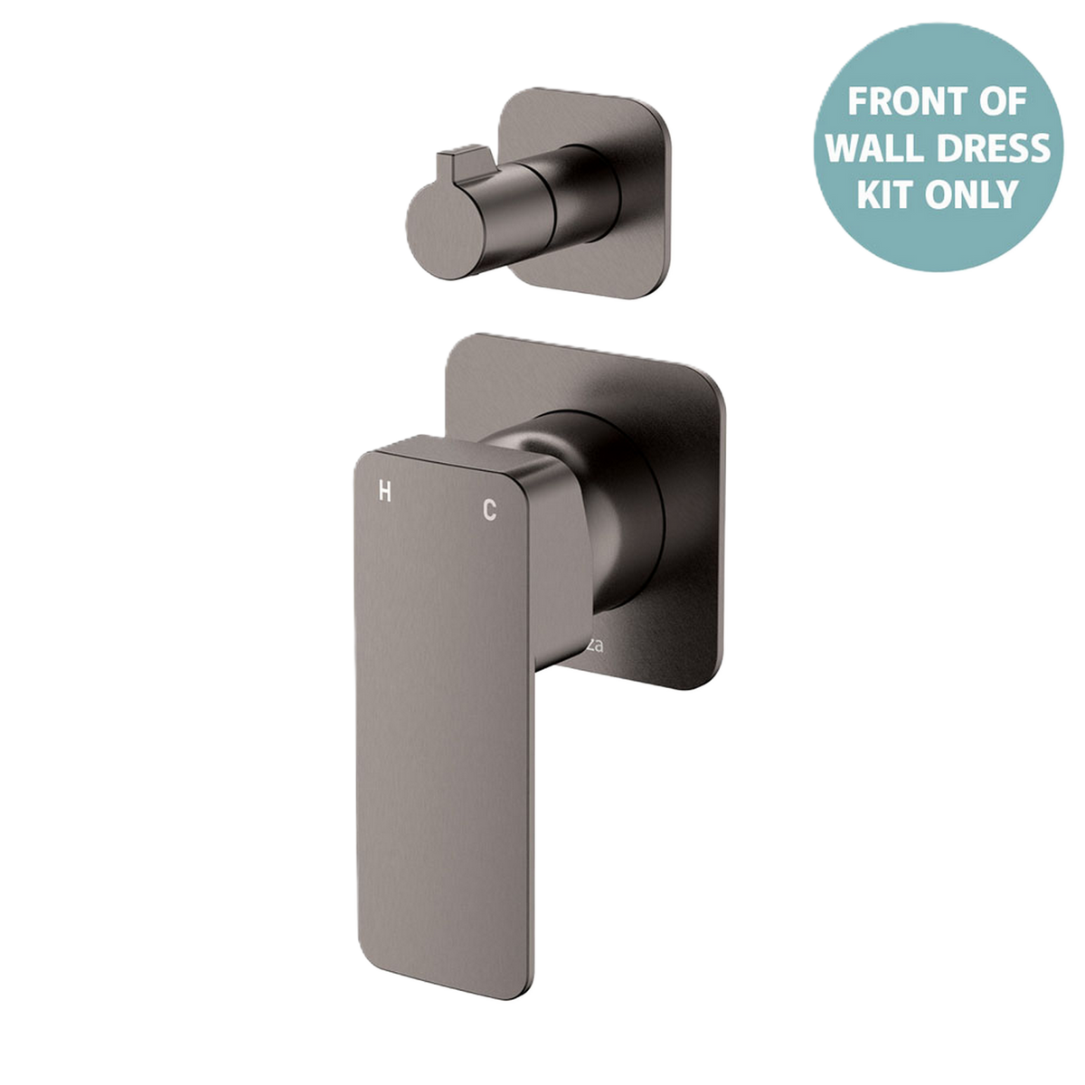 Wall Diverter Mixer Small Square Plates Trim Kit Gun Metal