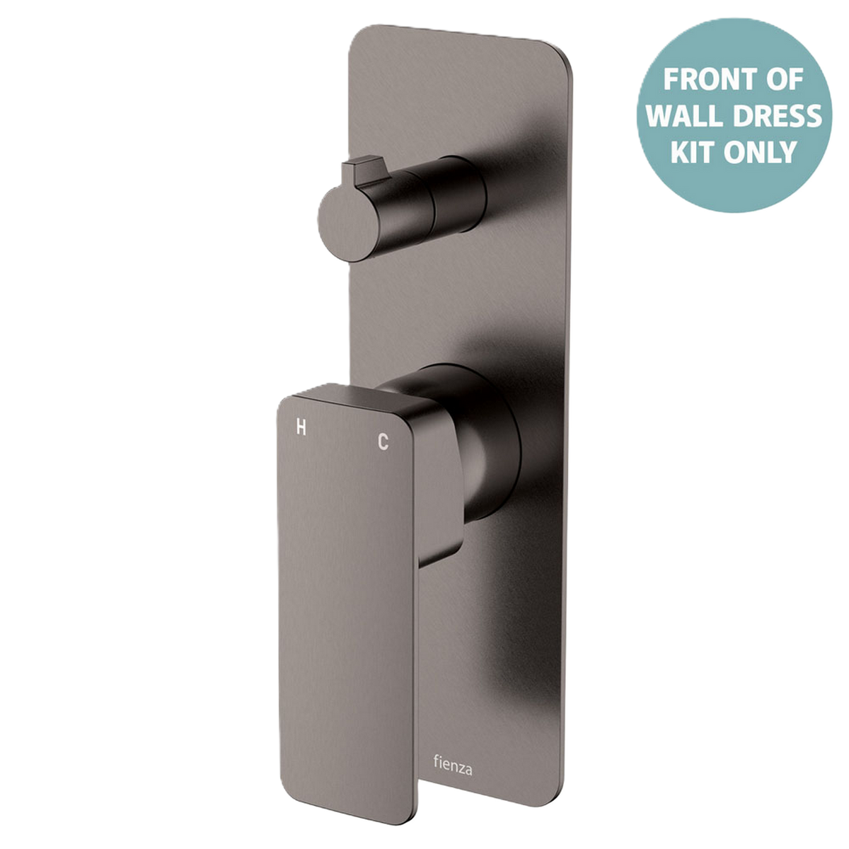 Wall Diverter Mixer Large Rectangular Plate Trim Kit Gun Metal